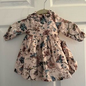Edgehill Collection Floral Kids Dress in Cream and Blue